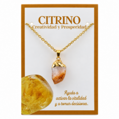 Alternative view of Colgante Citrino Natural en Bruto con Cadena Dorada - 5