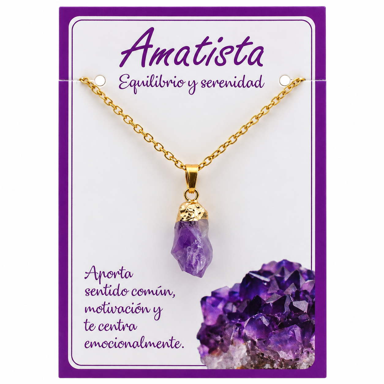 Colgante Amatista Natural en Bruto con Cadena Dorada - 5 - Imagen 2