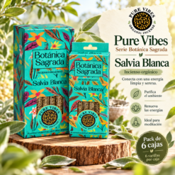 Incienso Orgánico Pure Vibes Botánica Sagrada Salvia Blanca – Pack 6 Cajas